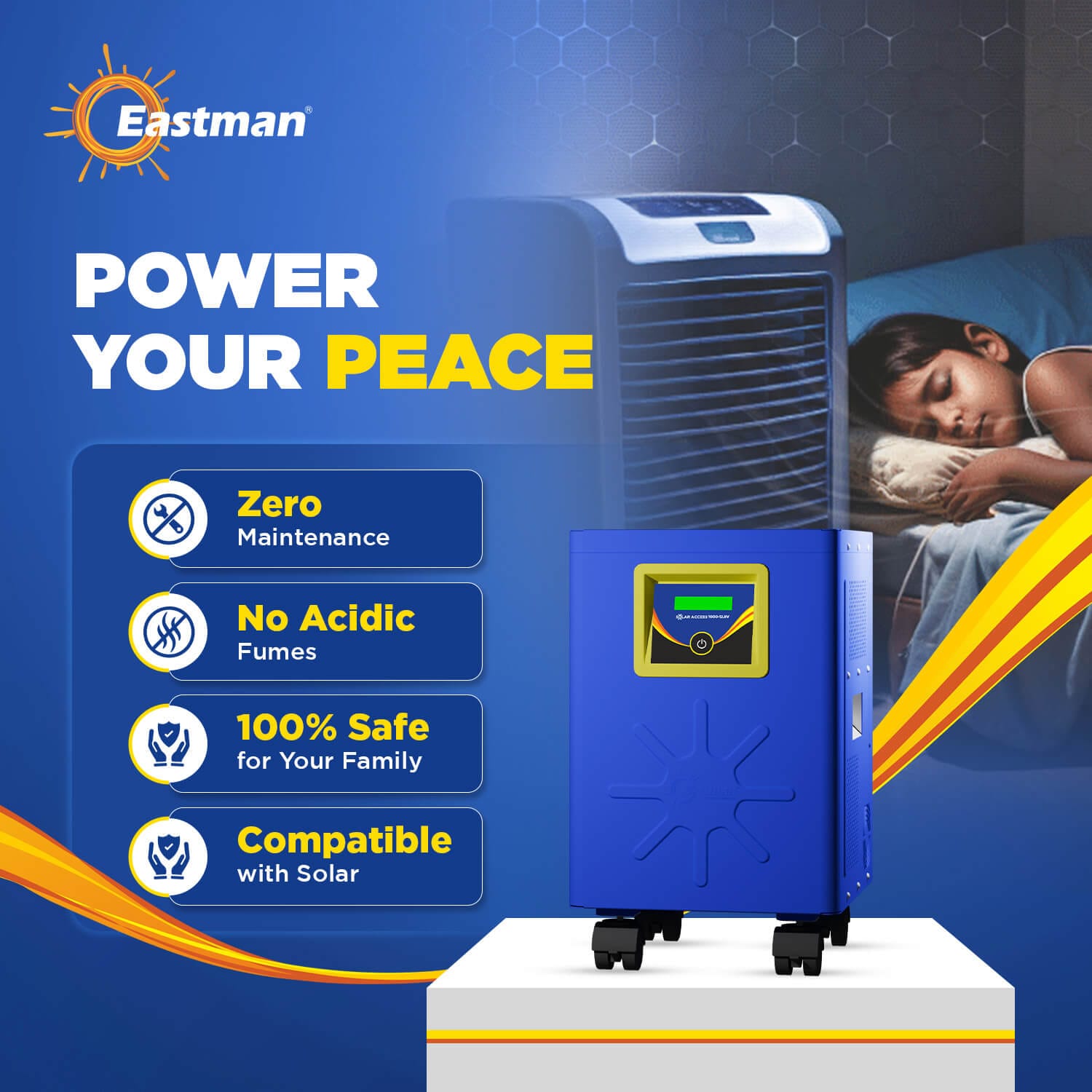 Eastman 1000VA Solar Inverter with Inbuilt Lithium Battery: Solar Access 1000
