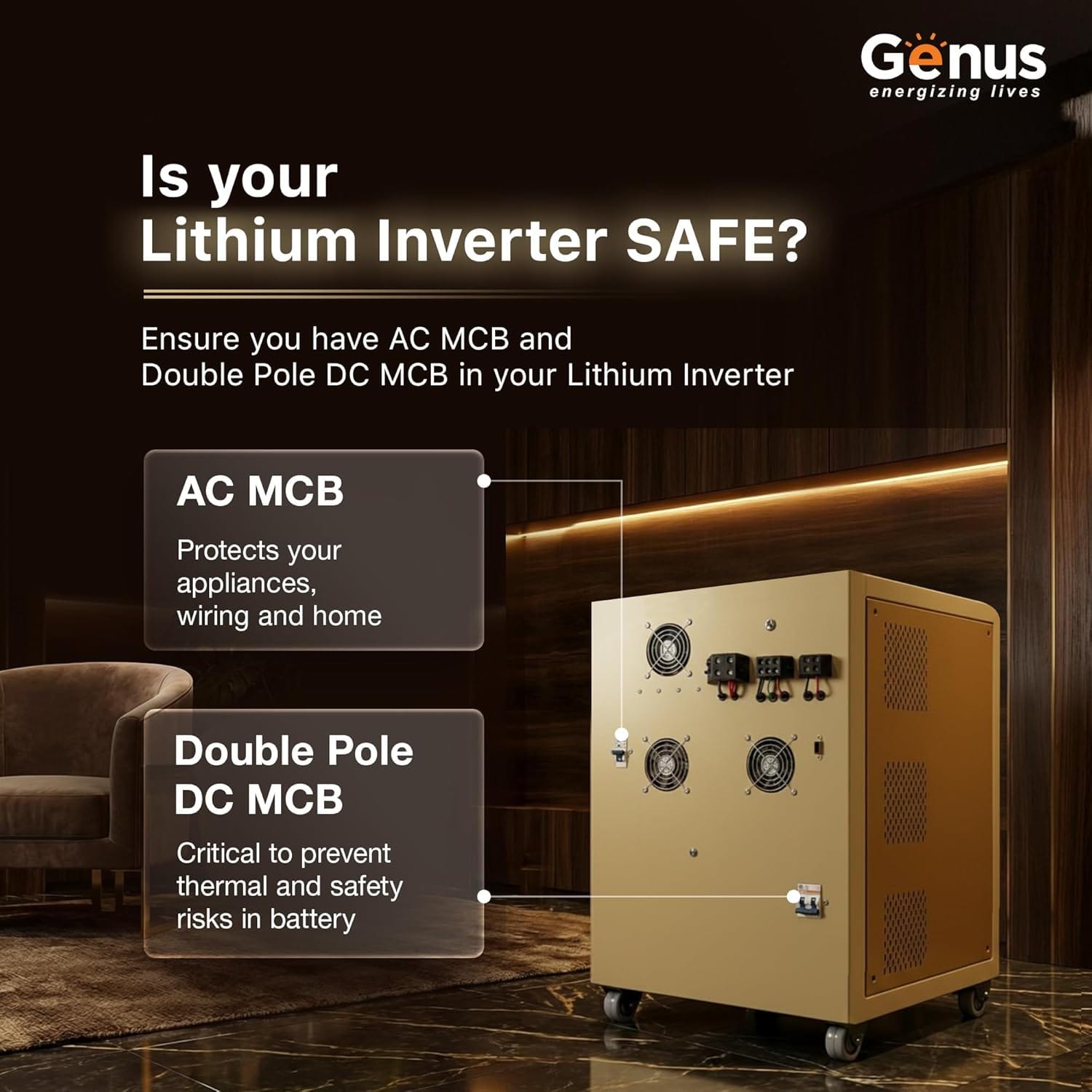 Genus Maxilion 2400VA Solar Inverter with Inbuilt Lithium Battery
